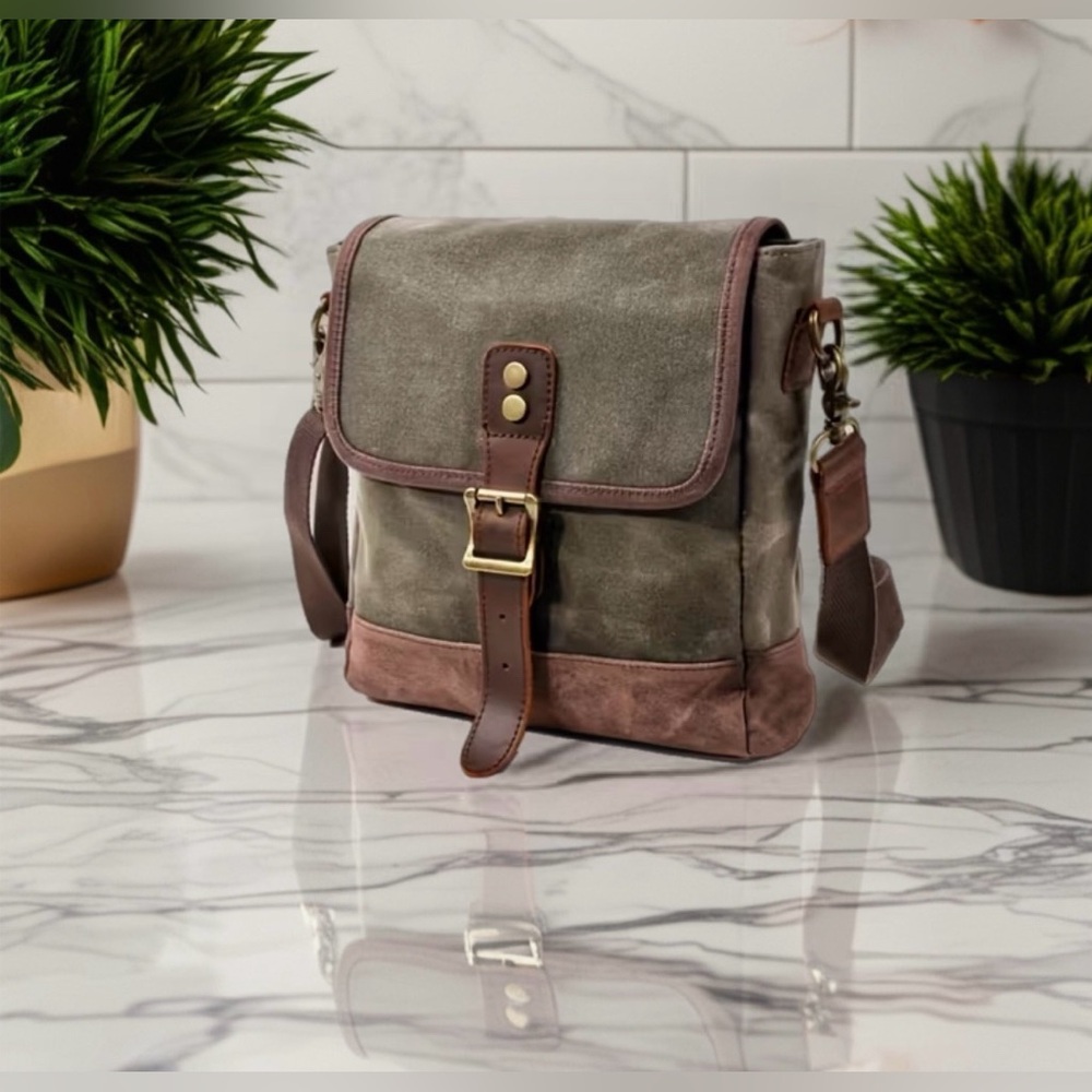 New Canvas Messenger Bag with Leather Accents